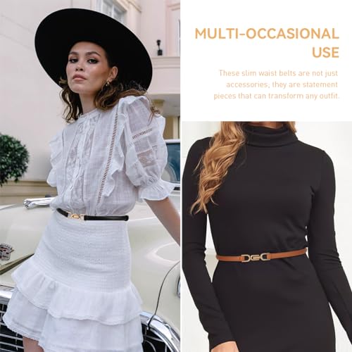 PALAY® 4PCS Waist Belt for Women Dress Fashion Slim PU Leather Ladies Waistband with Metal Buckle Closure for Shirt Blouse Blazer Black Brown PALAY® 4PCS Waist Belt for Women Dress Fashion Slim PU Leather Ladies Waistband with Metal Buckle Closure for Shirt Blouse Blazer Black Brown